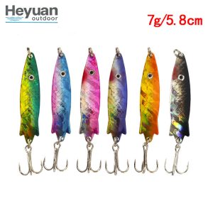 Heyuan 7g/5.8cm Scale Pattern Metal Jig Lures – Treble Hook Baits for Bass, Pike & Trout
