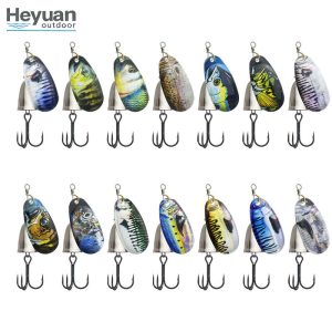 Heyuan 5g 7g 9g 13g Fish-Print Spinner Baits – Treble Hook Fishing Lures for Bass, Pike & Trout