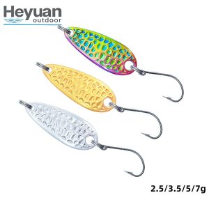 Heyuan 2.5g/3.5g/5g/7g Textured Metal Spoon Lures – Single-Hook Baits for Trout, Bass & Panfish