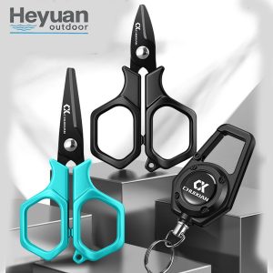 Heyuan Fishing Braided Line Scissors Heavy-Duty Cutters with Retractable Lanyard for Anglers