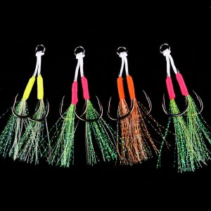 Heyuan Multi-Color Assist Double Hooks with Flash Teaser 10#-22#