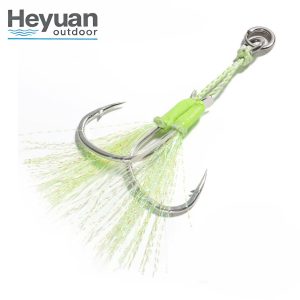 Heyuan Double Assist Hooks with Steel Wire Saltwater Jigging Hooks 1# 1/0 2/0 3/0 4/0