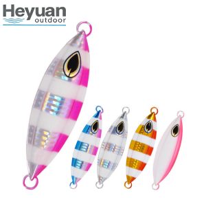 Heyuan Outdoor 40g-200g Striped Oval Metal Jigs &ndash; High-Visibility Saltwater Lures for Tuna & GT