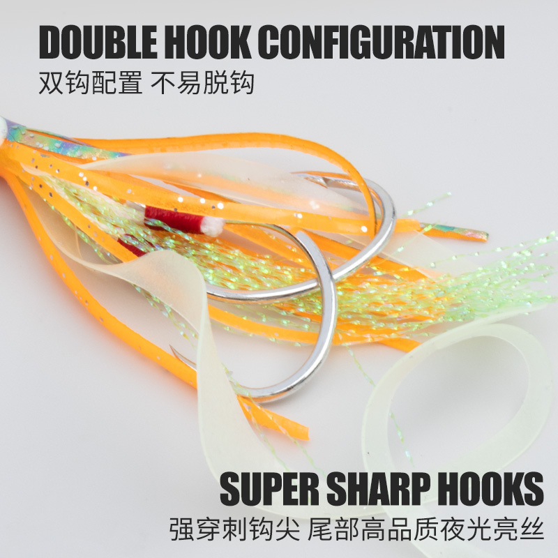 Heyuan 2/0 High Carbon Steel Luminous Squid Teaser Hooks - 图片 4
