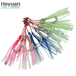 HeYuan Luminous Squid Skirt Assist Hooks 1/0 2/0 3/0 5/0 7/0 9/0 11/0