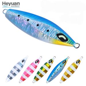 Heyuan Holographic Striped Metal Jigs 100g 200g 250g 300g Sinking Fishing Lures for Saltwater & Freshwater Bass, Tuna